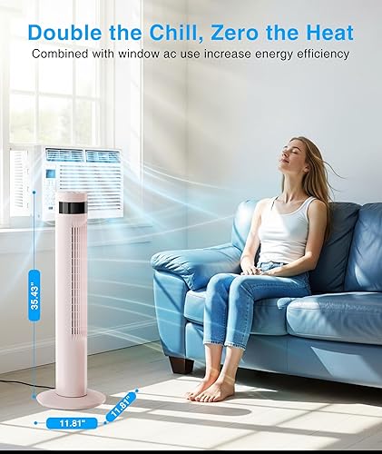 Miniatura 8 de Ventilador de torre con control remoto, ventiladores de torre de enfriamiento que soplan aire frío para dormitorio oficina, ventilador de piso