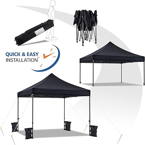 Miniatura 7 de Yaheetech Tienda de campaña, toldo comercial instantáneo resistente, toldo ajustable impermeable 500D con bolsa de transporte con ruedas, 4 bolsas