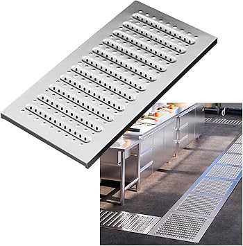 Anti-Slip Drainage Grates Cover 201 Stainless Steel Trench Drain System for Garden Yard Walkway Garage22.8x15.7x0.98in