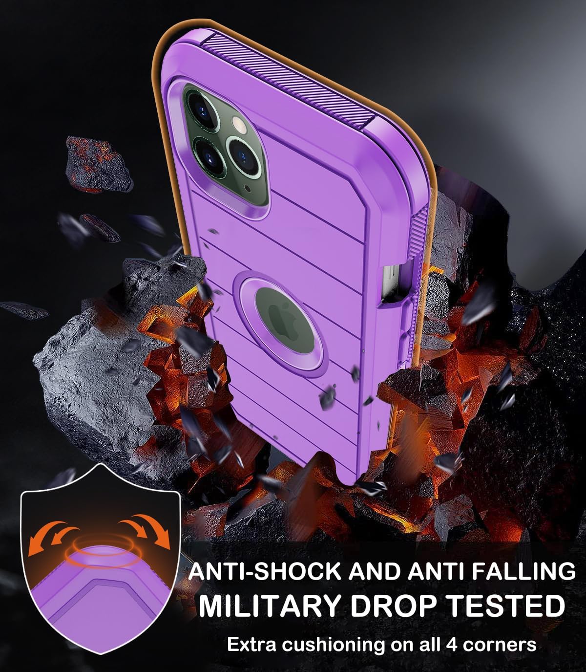 KECAI for iPhone 11 Pro Max Case with Belt Clip Holster,Built-in Screen Protector,Heavy Duty Shockproof Drop Protection Military Grade Durable Phone Cover for Apple iPhone 11 Pro Max 6.5" (Purple)