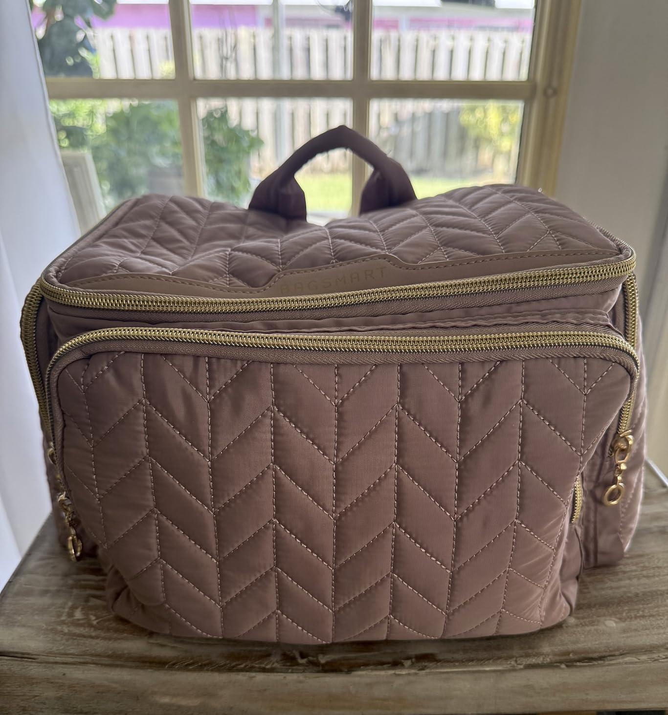 BAGSMART Travel Toiletry Bag, Large Wide-open Travel Bag for Toiletries, Makeup Cosmetic Travel Bag with Handle-Camel 1.1lbs