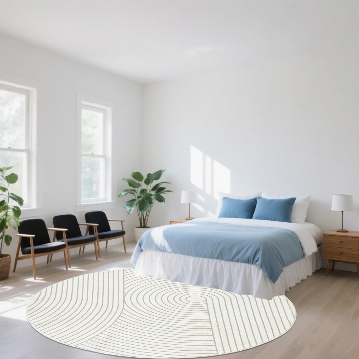 Modern Round Area Rug 6.6Ft Super Large Circle Rug Geometric Carpet Washable Soft Living Room Rug Nonslip Throw Soft Area Rug for Bedroom Dining Room, Half Circle