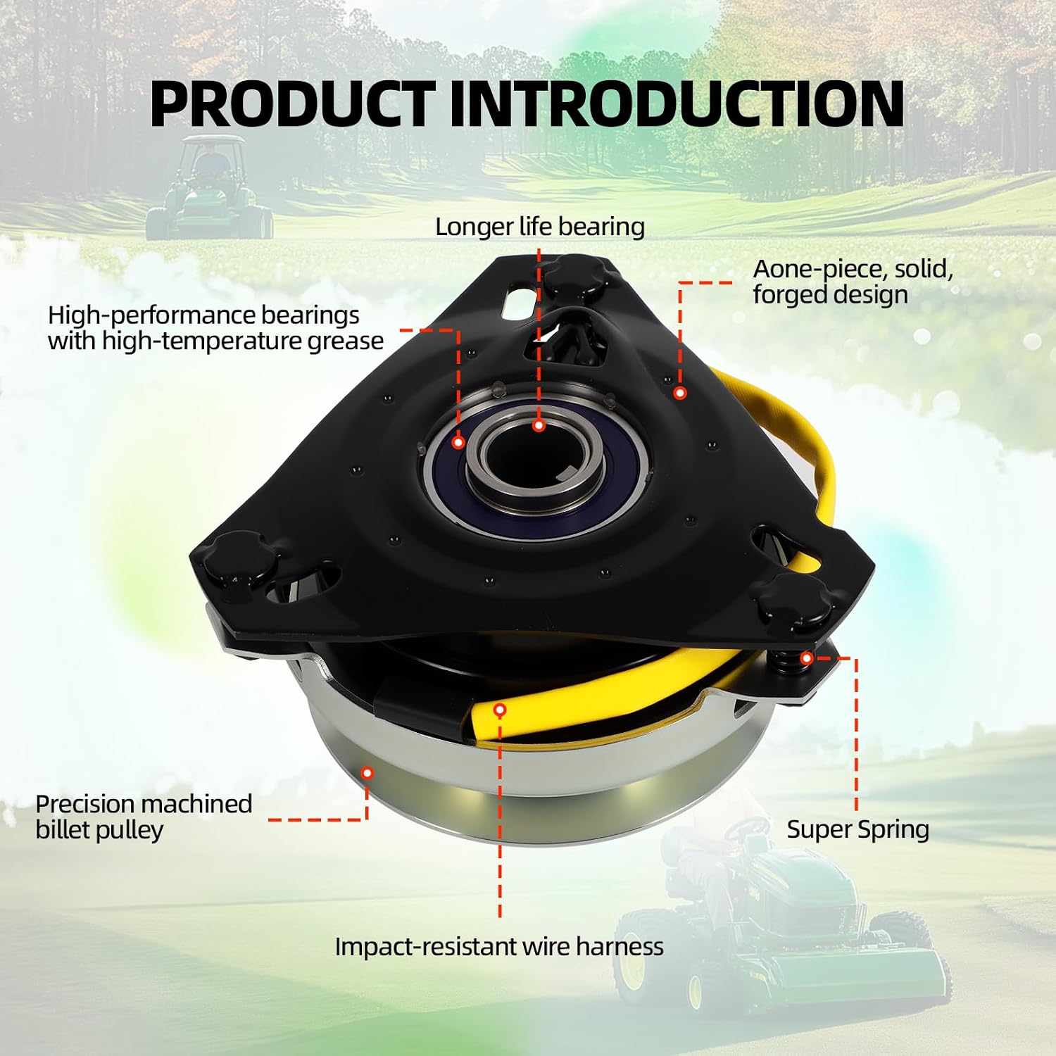 Electric PTO Clutch Compatible with John Deere LX172 LX173 LX176 LX178 LX188 Replacement Part Number AM100979 AM115090 AM118969 AM122969 5215-35