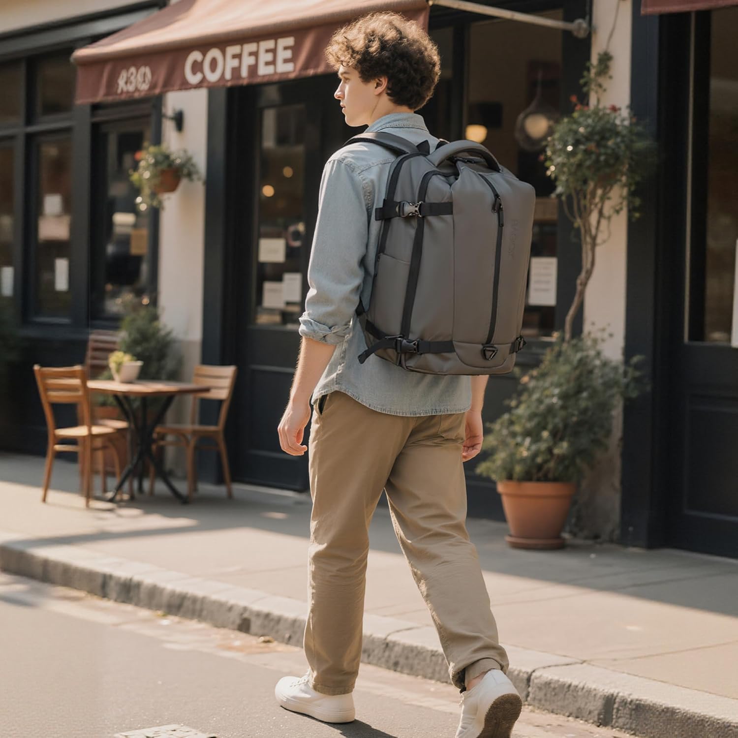 Travel Backpack for Men and Women, Flight-Approved Carry-On Backpack with Laptop Compartment; Large-Capacity Personal Item for Business, Work, School, or Weekend Trips (Gray). - Image 3