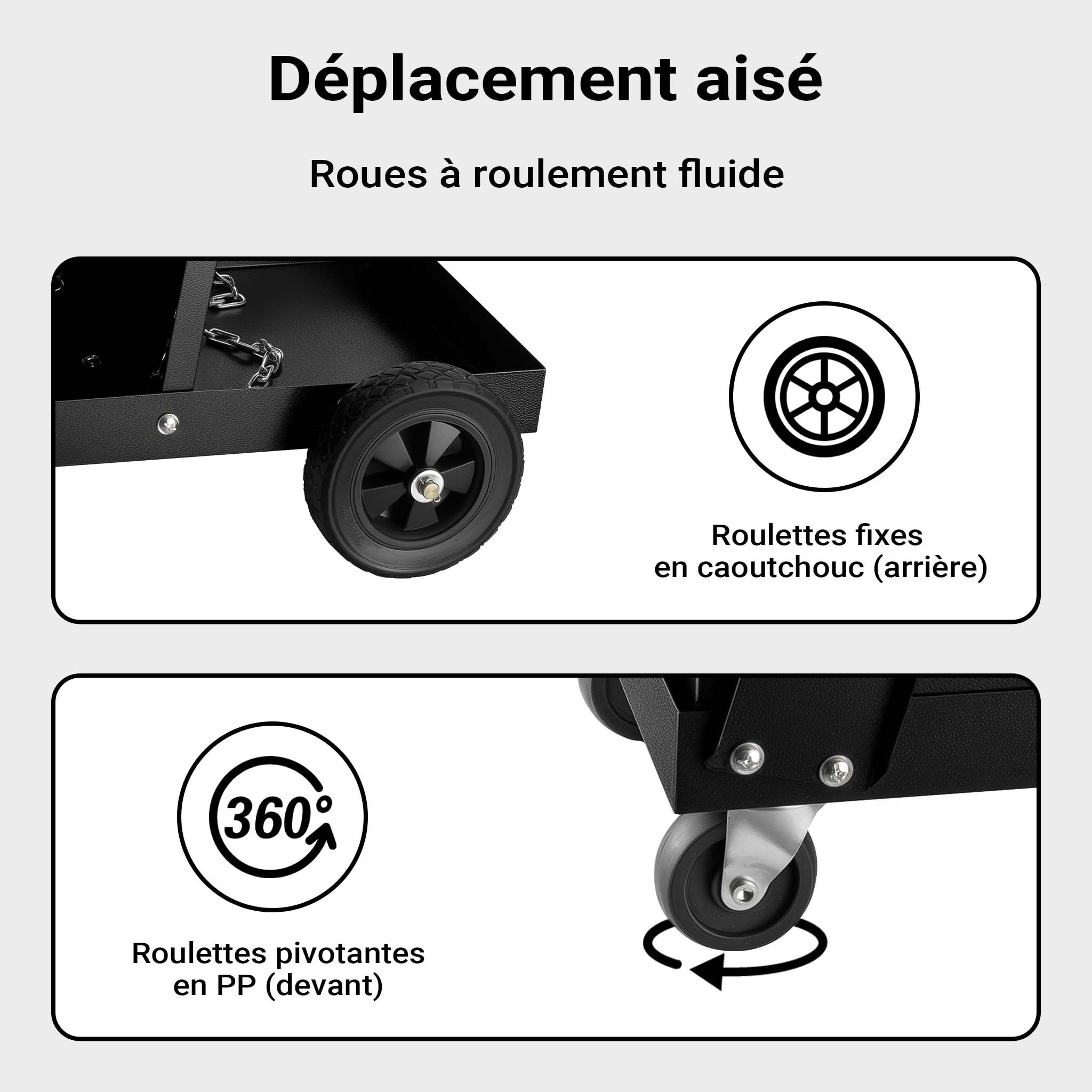 Wiltec Chariot de Poste à souder Mobile – avec 4 Roues, 4 tiroirs et chaînes de rétention – Chariot d’Atelier de soudage et brasage