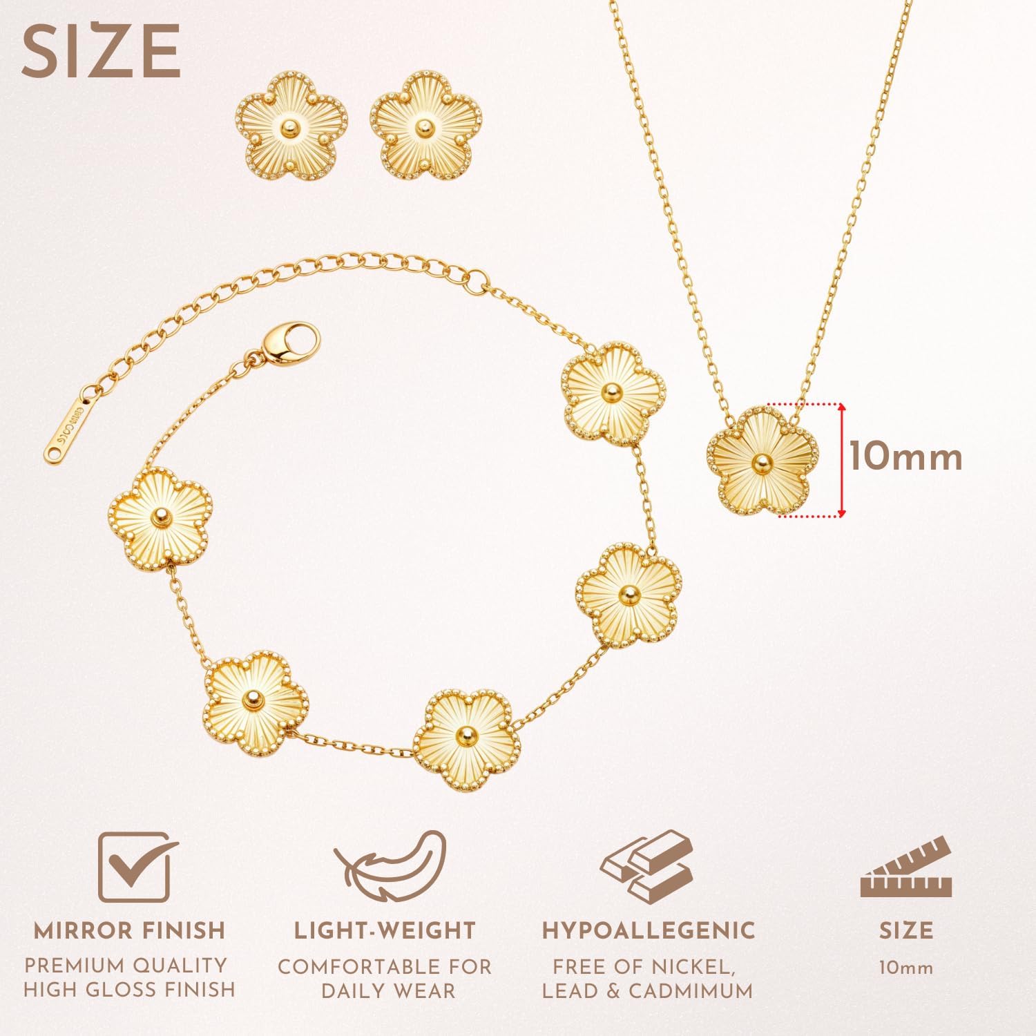 Clover Necklace Pendant Earring Bracelet Set | Designer Necklace Earring Bracelet Jewelry Set | Lovely Gift