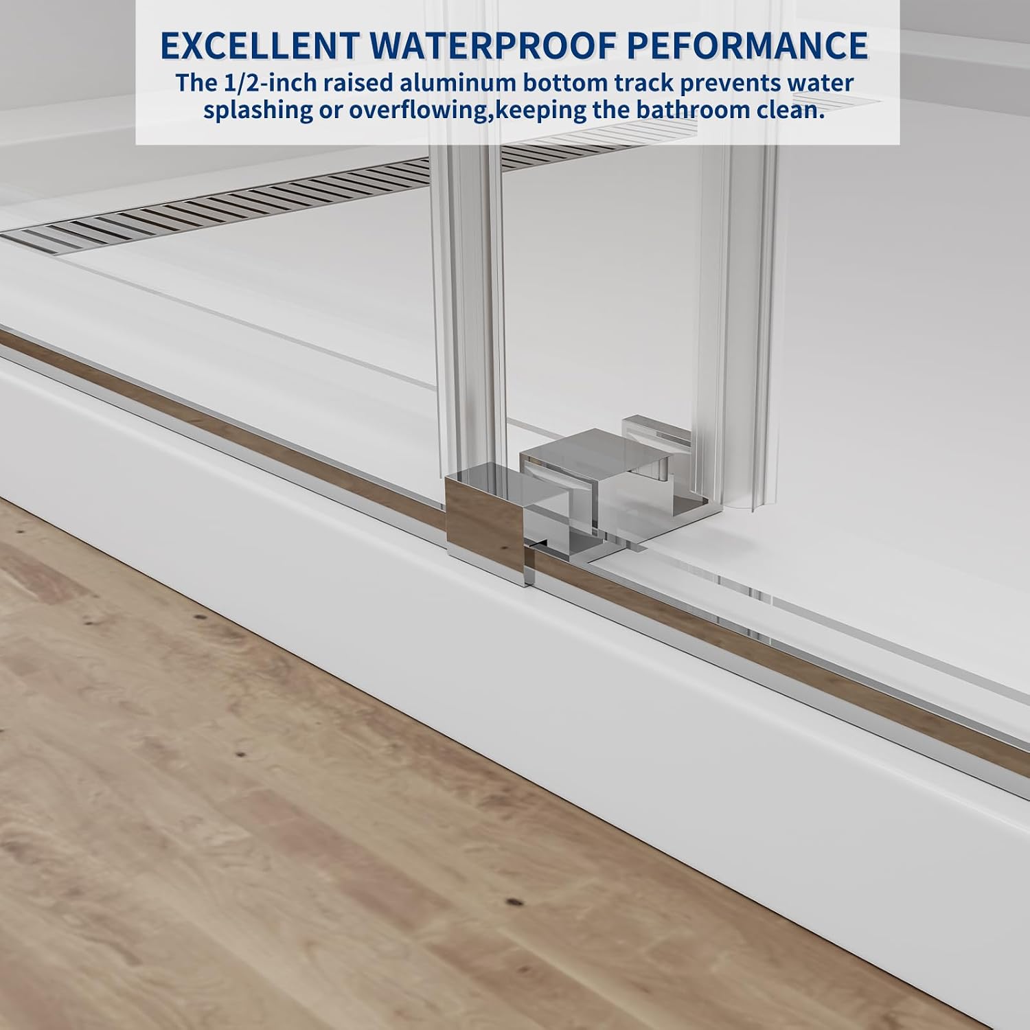 56-60" W x 76" H Double Sliding Shower Door, 5/16" (8mm) Clear Tempered Glass, Nano Coated for Easy Cleaning, Pull Handles Towel Rack, Stainless Steel Hardware (Bright Chrome)