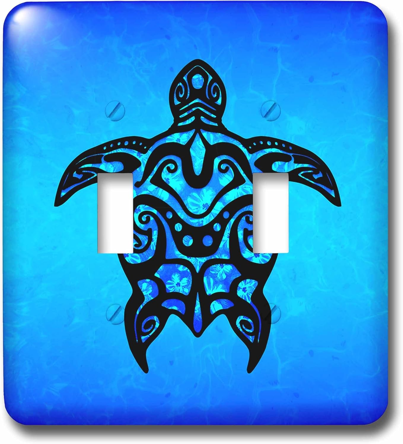 3dRose A ocean blue tribal honu sea turtle with Hawaiian pattern inset. double toggle switch