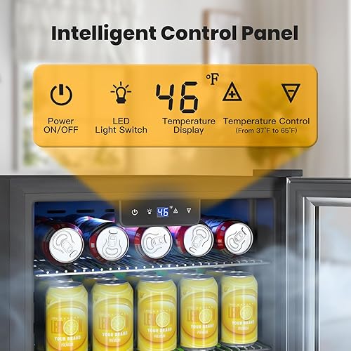 Miniatura 3 de Mini nevera, refrigerador de bebidas para 116 latas con puerta reversible de vidrio para vino de cerveza de soda, refrigerador pequeño de 3.2 pies