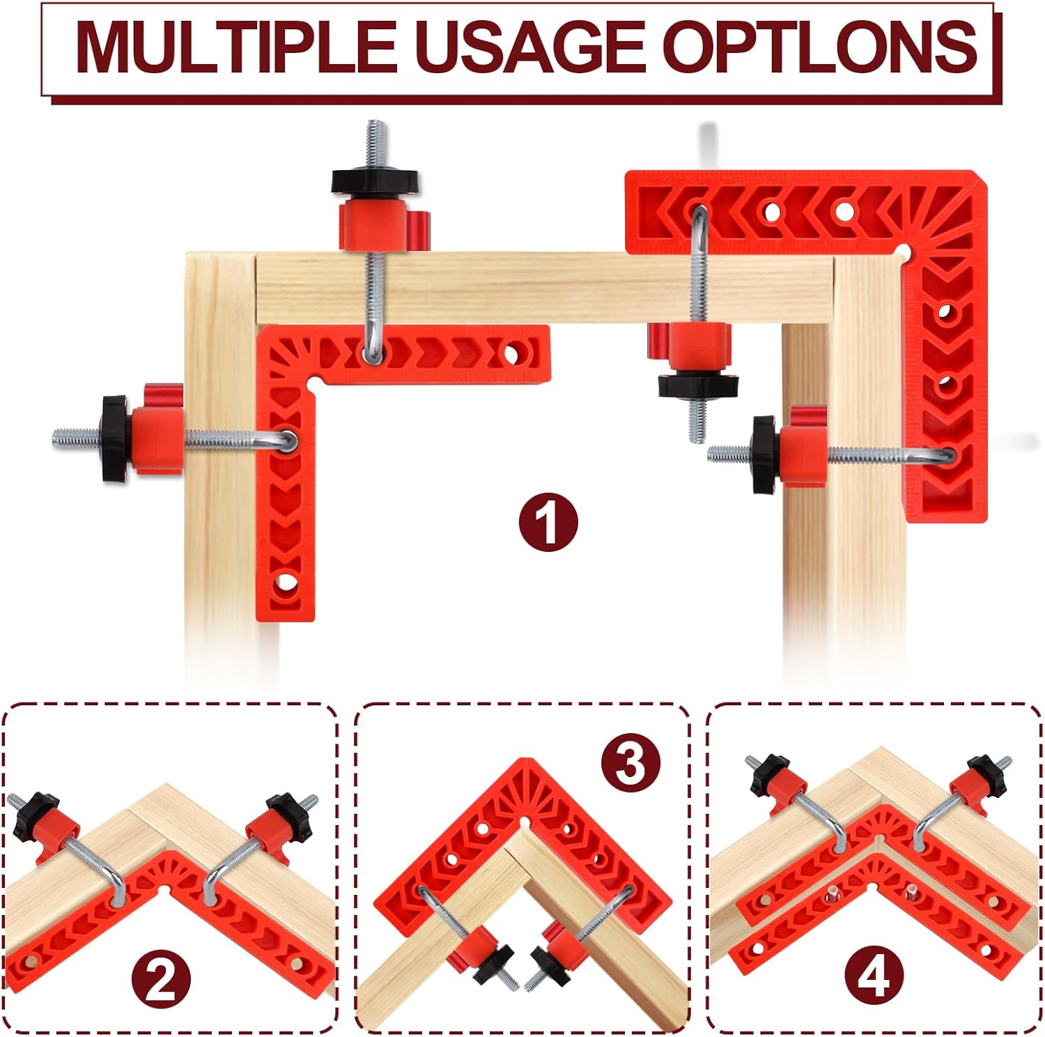 Versatile 90 Degree Clamp Set – Essential Woodworking Tools for Pictures Frames, Cabinets, and Boxes (3" 4" 6") with Clamps for Woodworking