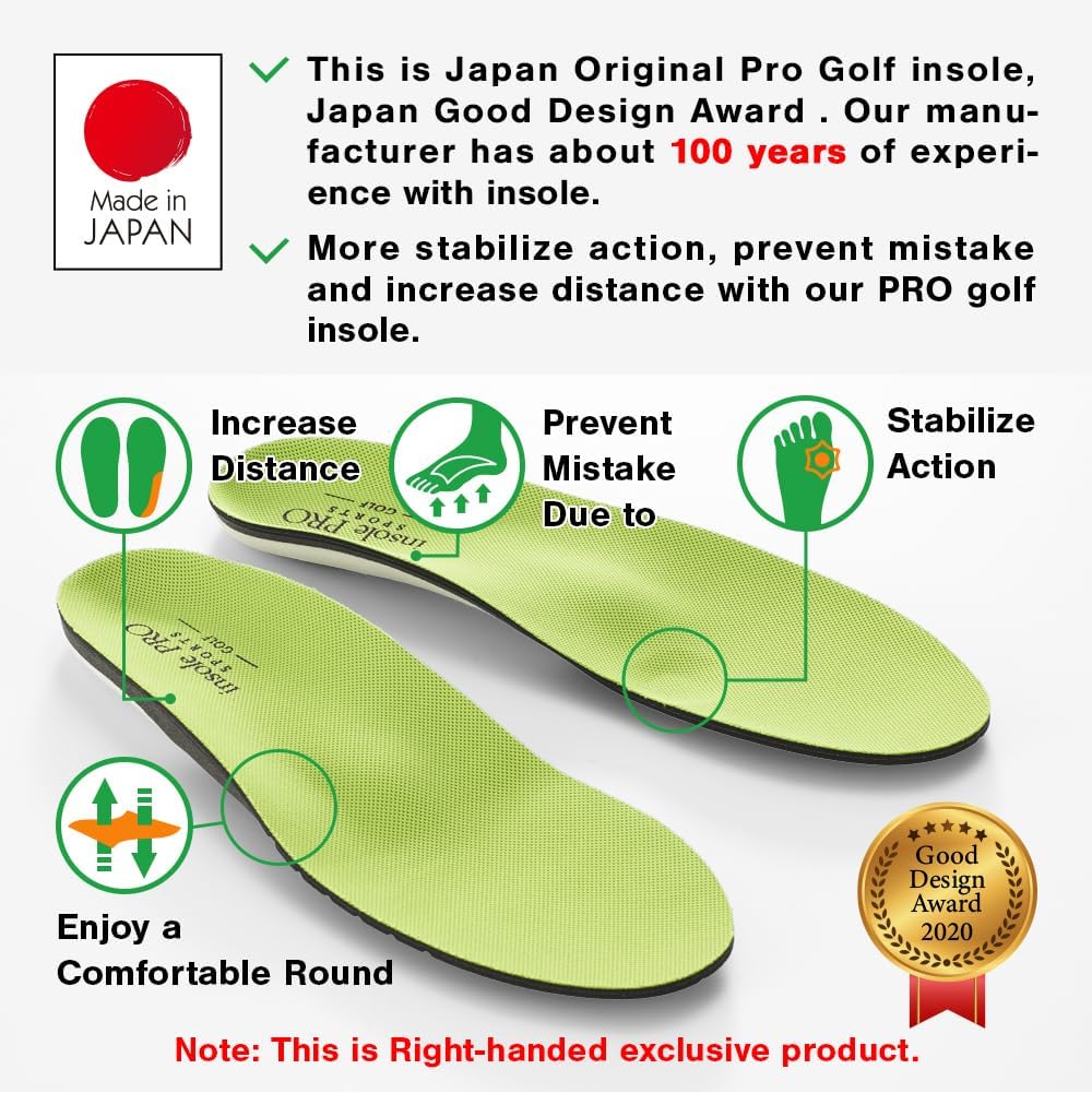 Japan Original Golf Insoles, Orthotic Arch Support for Plantar Fasciitis & Flat Feet, Shock Absorbing Cushioning, Swing Stability, Unisex, Size L - Image 3