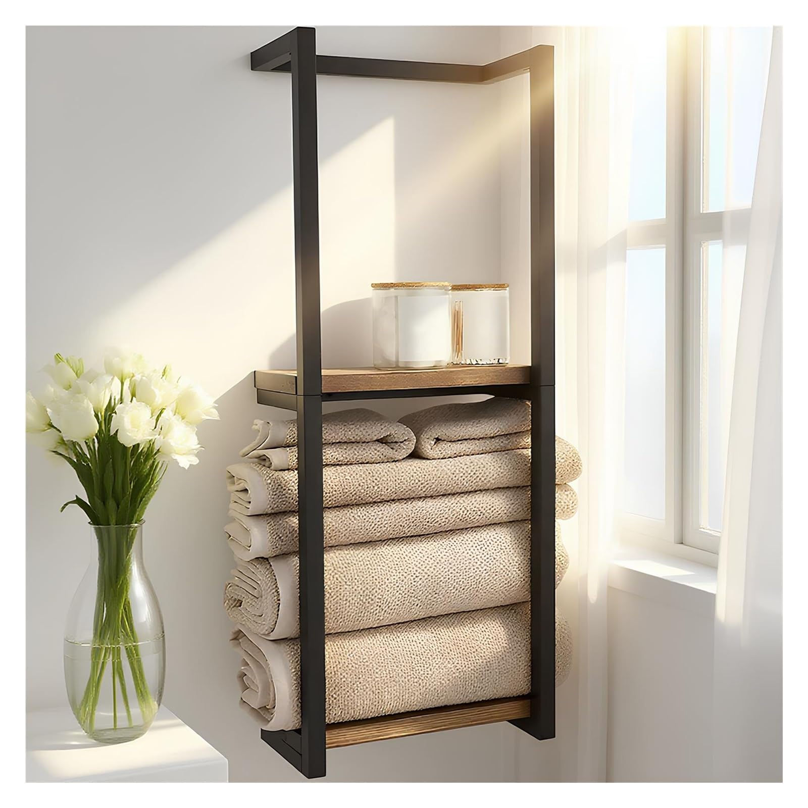 Porte-serviettes à 2 niveaux résout le manque de place salle de bain et balcon
