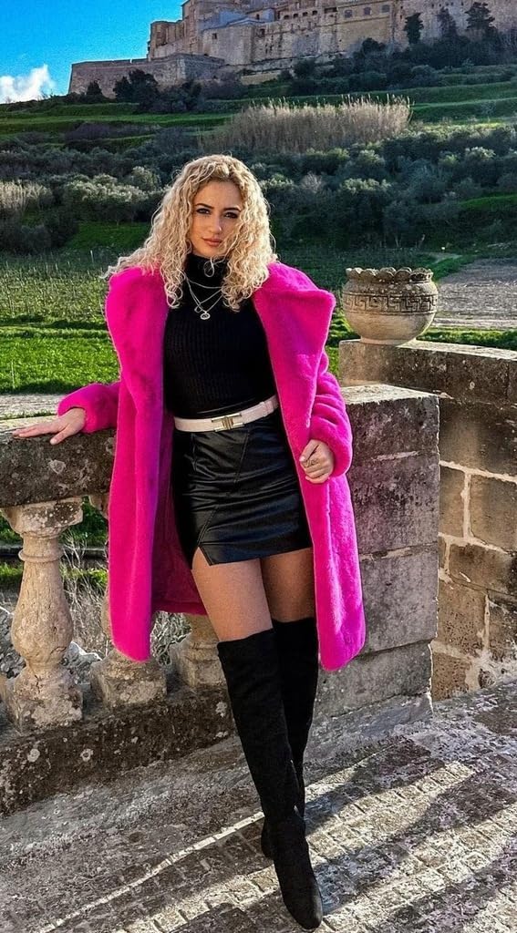 Women's Faux Fur Coat Fuzzy Warm Winter Overcoat Long Fur Jackets Outerwear with Pockets - Image 5