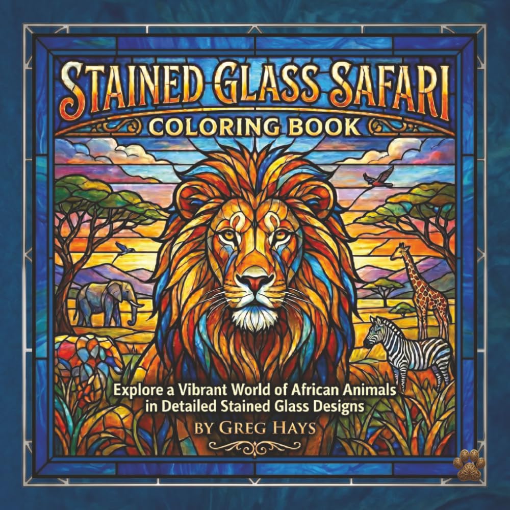 Stained Glass Safari: Adult Coloring Book • Coloring Book for Adults and Teens • Bold and Easy Designs for Relaxation • Safari and Jungle Animals for Stress Relief & Mindfulness