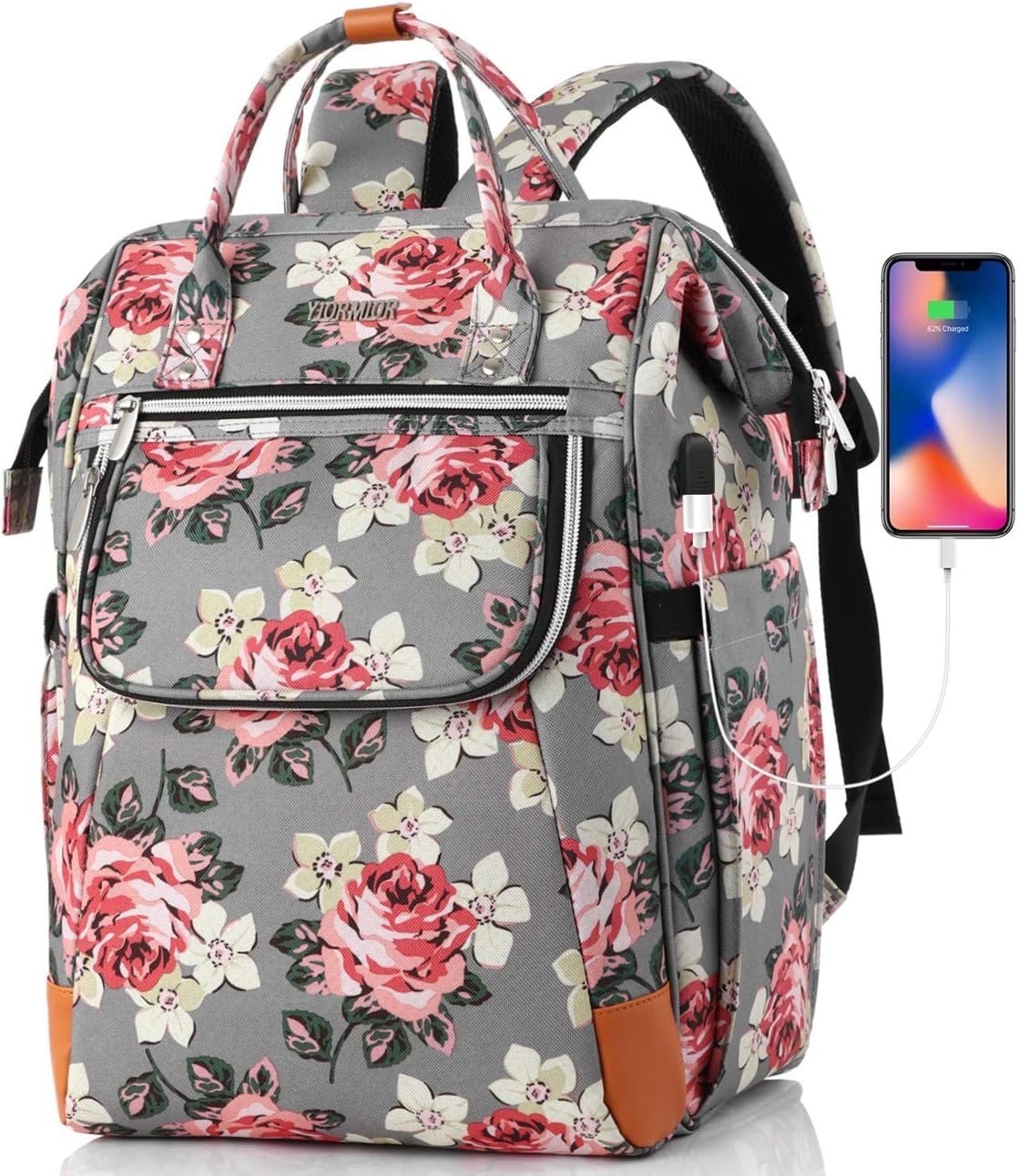 Rucksack Damen, Schulrucksack Mädchen Teenager15.6 Zoll Laptoprucksack mit Anti-Diebstahl, Arbeitsrucksack für Wandern Reisen und Camping