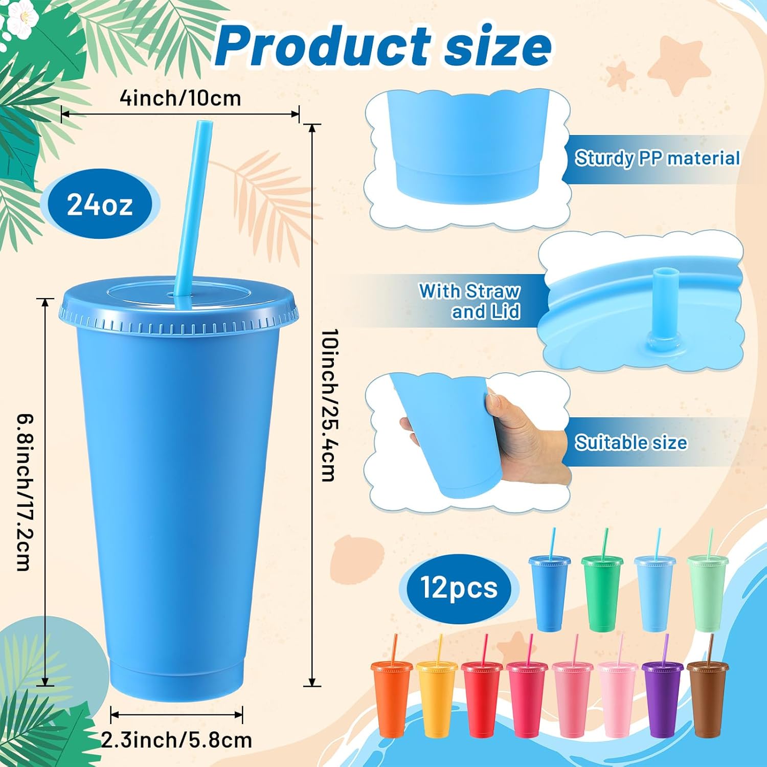 Threan 24 Pcs Teacher Appreciation Gift Bulk Pool Beach Party Favors Set Include Summer Beach Towels 28 x 59 Inch Large Pool Towels, Plastic Tumblers with Straws Lid for Summer Themed Supplies