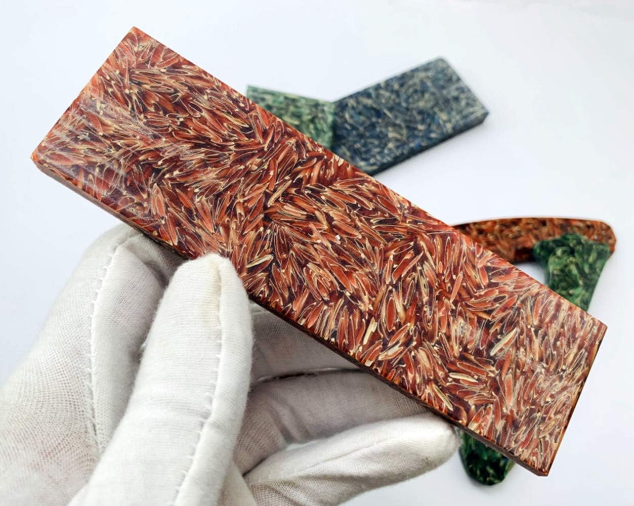 2pcs Grain Resin Knife Handles Scales Composite Material EDC DIY Tools for Knives Making Blank Blades Slingshot Jewelry Making Sting Ring