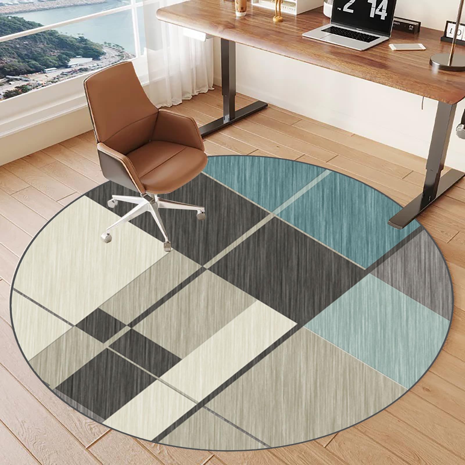 Tkuhknag Round Chair Floor Mat for Low Pile Carpet Floors, 100 cm Office Chair Mat for Hard Floors, Desk Chair Mat Large, Computer Chair Mat for Wooden Floor Protector for Home Office