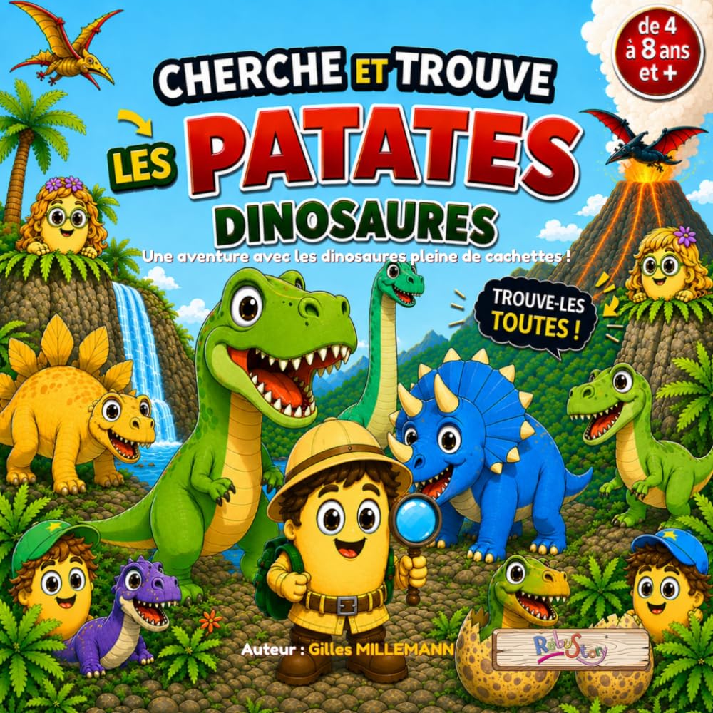 Cherche et Trouve Les Patates – Dinosaures: Tome 3 (Les Patates en Folie – Cherche et Trouve)