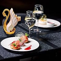 Vista 4 de Soporte de base de cisne con 6 cucharas de postre de café, organizador de cucharas de café de metal, cucharadita de fruta, postre, cubiertos