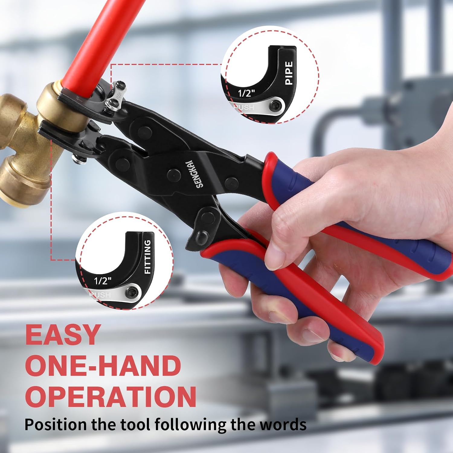 Push to Connect Removal Tool 1/2" 3/4" 1" Fittings Disconnect Tong | PEX PVC Copper Pipe Removal Tool, Brass Push Fitting Quick Release Pliers