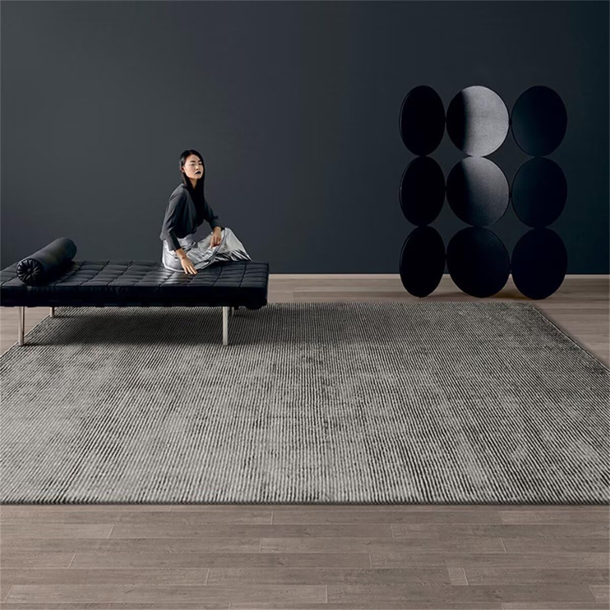 Tapis de chambre design minimaliste gris antidérapant lavable de dimensions 100x200
