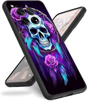 Case for OnePlus 12 Phone Case,Slim Anti-Scratch Shockproof Durable Black Silicone Protective Cover Case for OnePlus 12 5G 2024,Skull Rose Dream Catcher