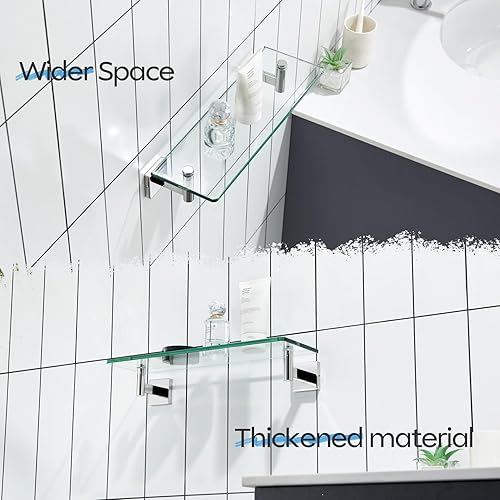 Miniatura 13 de KOKOSIRI Estante flotante para baño, estantes de montaje en pared de 16 pulgadas para dormitorio, sala de estar, cocina, estante colgante pequeño de