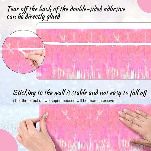 Miniatura 4 de Yunlly 4 cortinas de fondo de flecos de papel de oropel para discoteca, graduación, decoración de fiesta de cumpleaños, telón de fondo metálico con