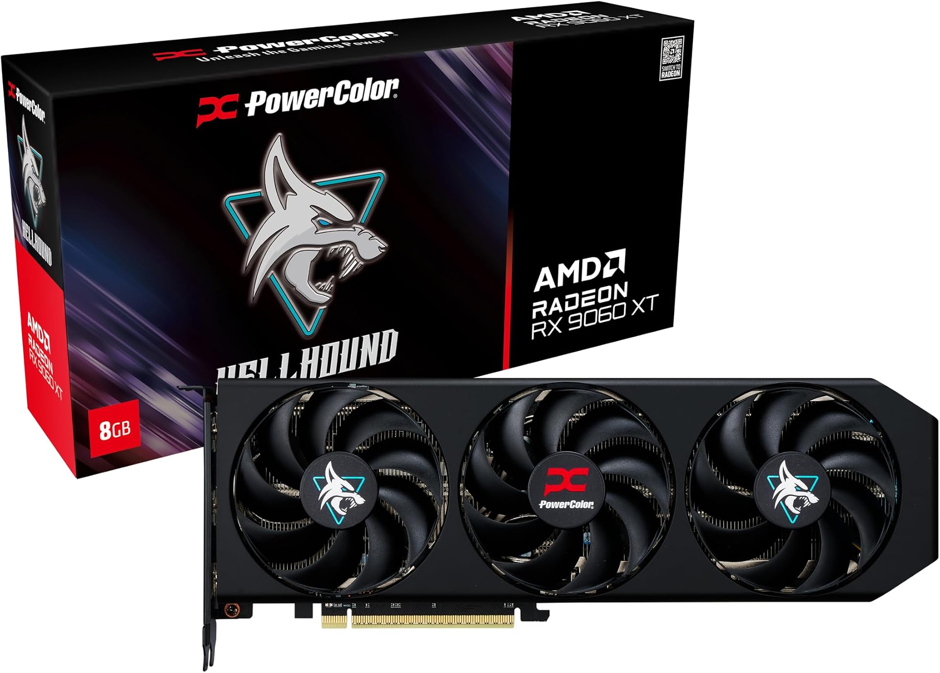 PowerColor Radeon RX 9060 XT HellHound OC 8GB GDDR6 Graphics Card