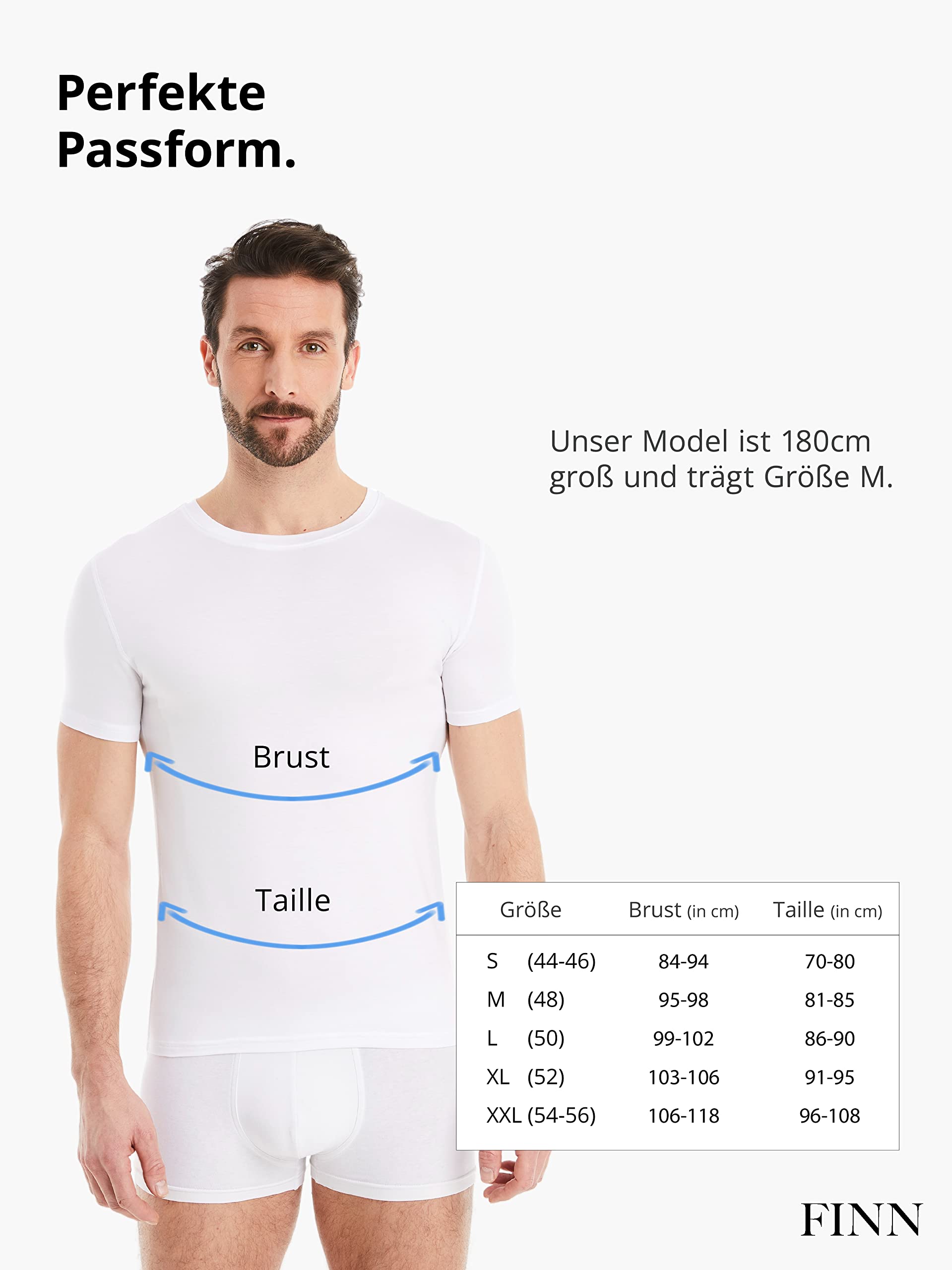 FINN Podkoszulek biznesowy męski z krótkim rękawem z okrągłym dekoltem - podkoszulek męski z oryginalnego materiału Lenzing® Modal - idealny t-shirt pod koszulę i garnitur