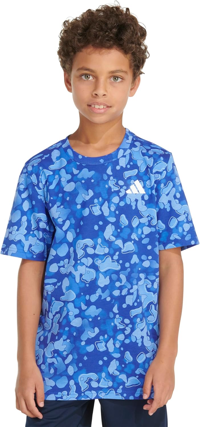 adidas Boys Short Sleeve Cotton Blocked Bos Logo T-Shirt