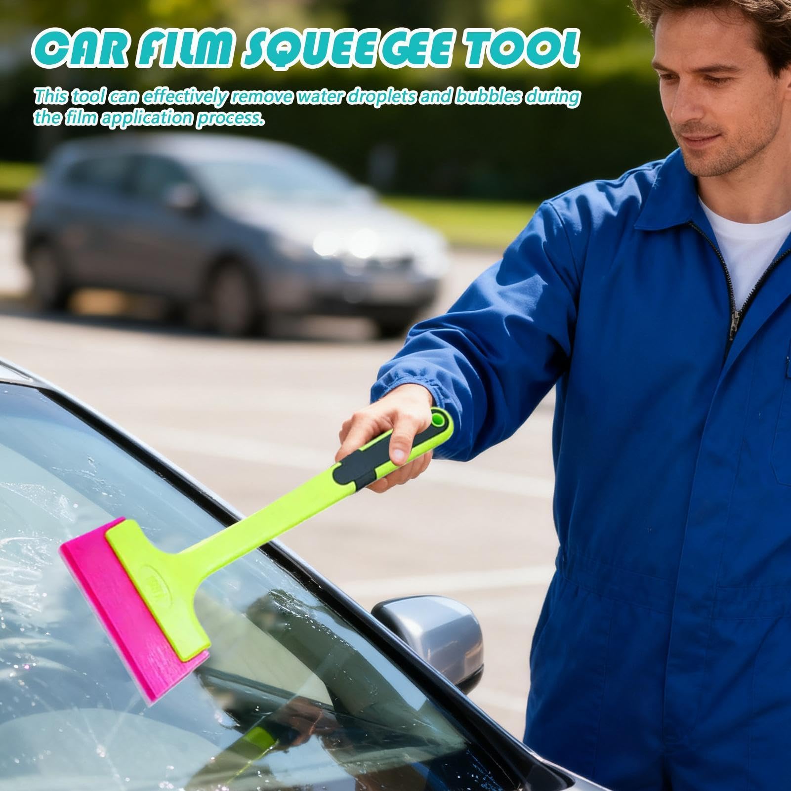 Escobilla De Goma para Película Automática: Tintado De Lunas De Automóvil, Kit De Escobilla De Goma, Herramienta para Tendón De Res De Pom con Doble Filo, Mango Ergonómico, Uso Cómodo, Instalaci