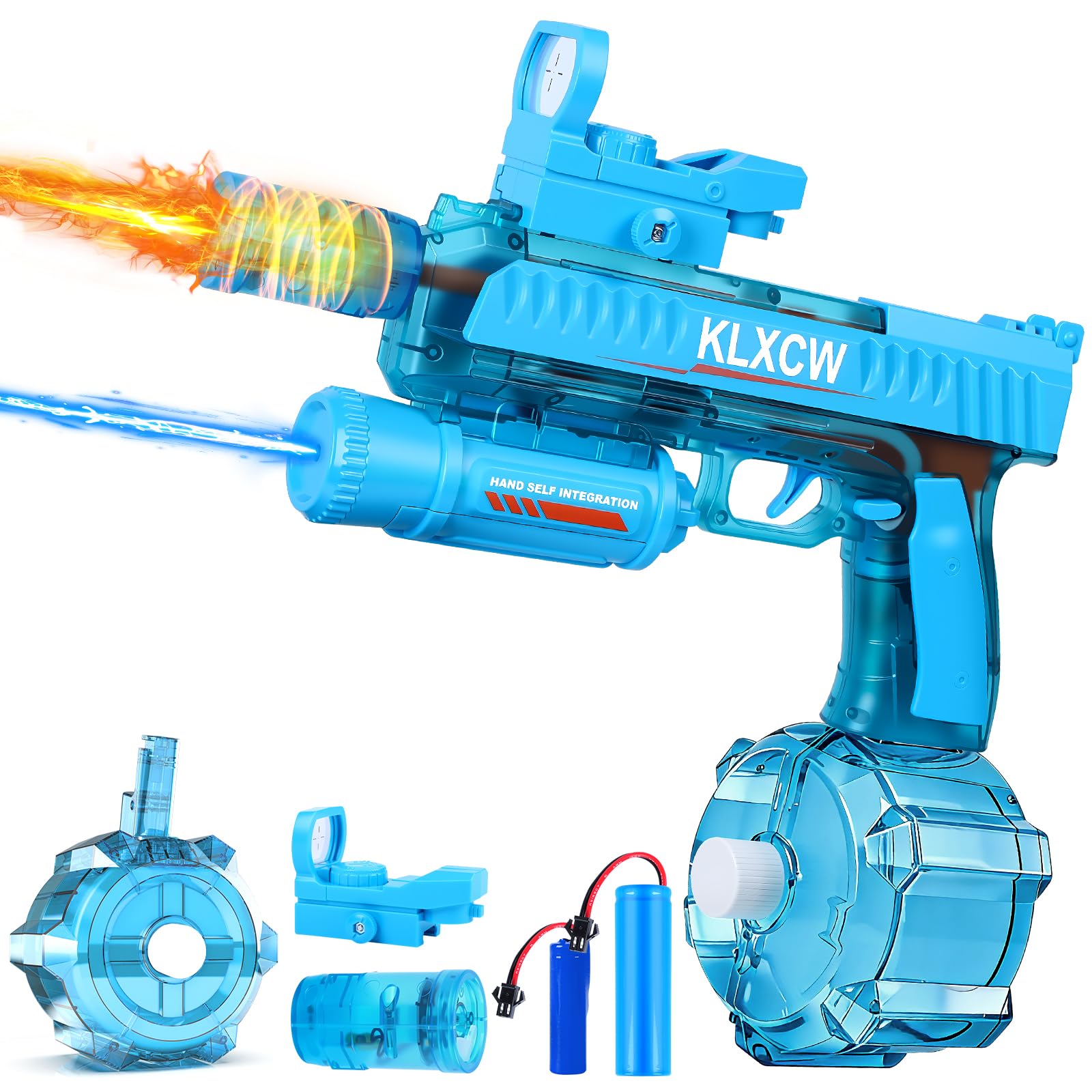 Pistola De Agua Eléctrica Con Efectos De Luz Y Láser – 750 Ml, Batería Dual, Alcance De 10 Metros, Impermeable
