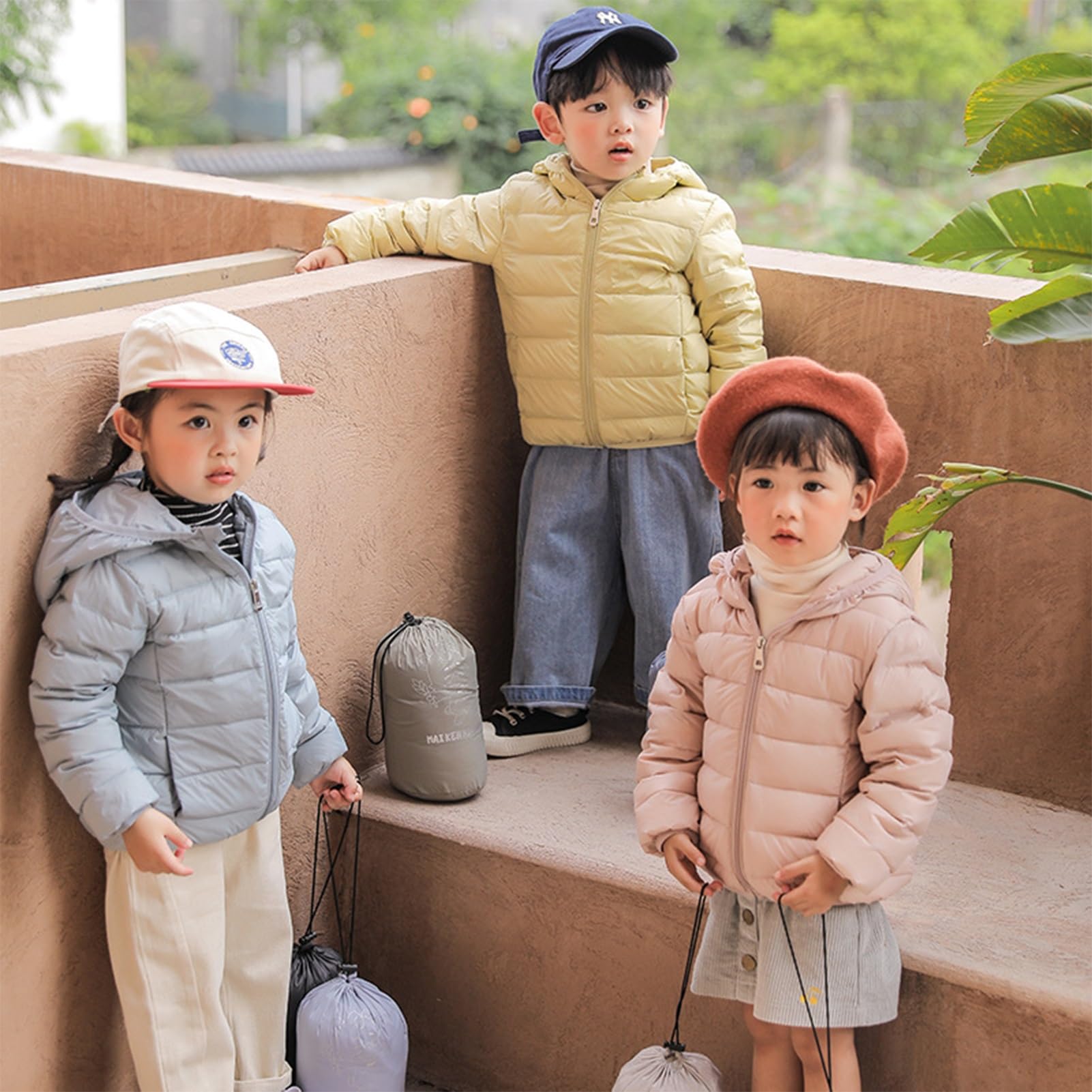 MEGXON Chaqueta Invierno for Niñas Niños Sudadera Capucha Abrigo Prueba Viento Ropa Gruesa Cálida Plumón (Color : Yelloww, Size : 130)