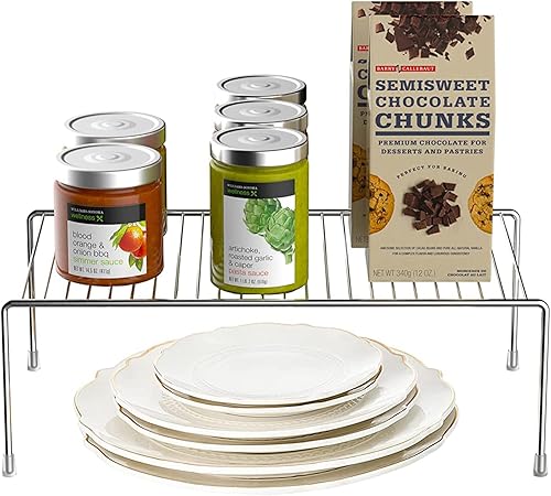 Miniatura 3 de Juego de 2 organizadores de estantes de gabinete de cocina, grandes (15.7 x 9.4 pulgadas), estantes de almacenamiento de despensa de alambre de