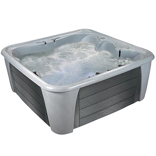 Essential Hot Tubs Waterfront EX - 35 Jet 6-Person Lounger Spa with Massage Features, 240V, Gray Granite/Charcoal Gray