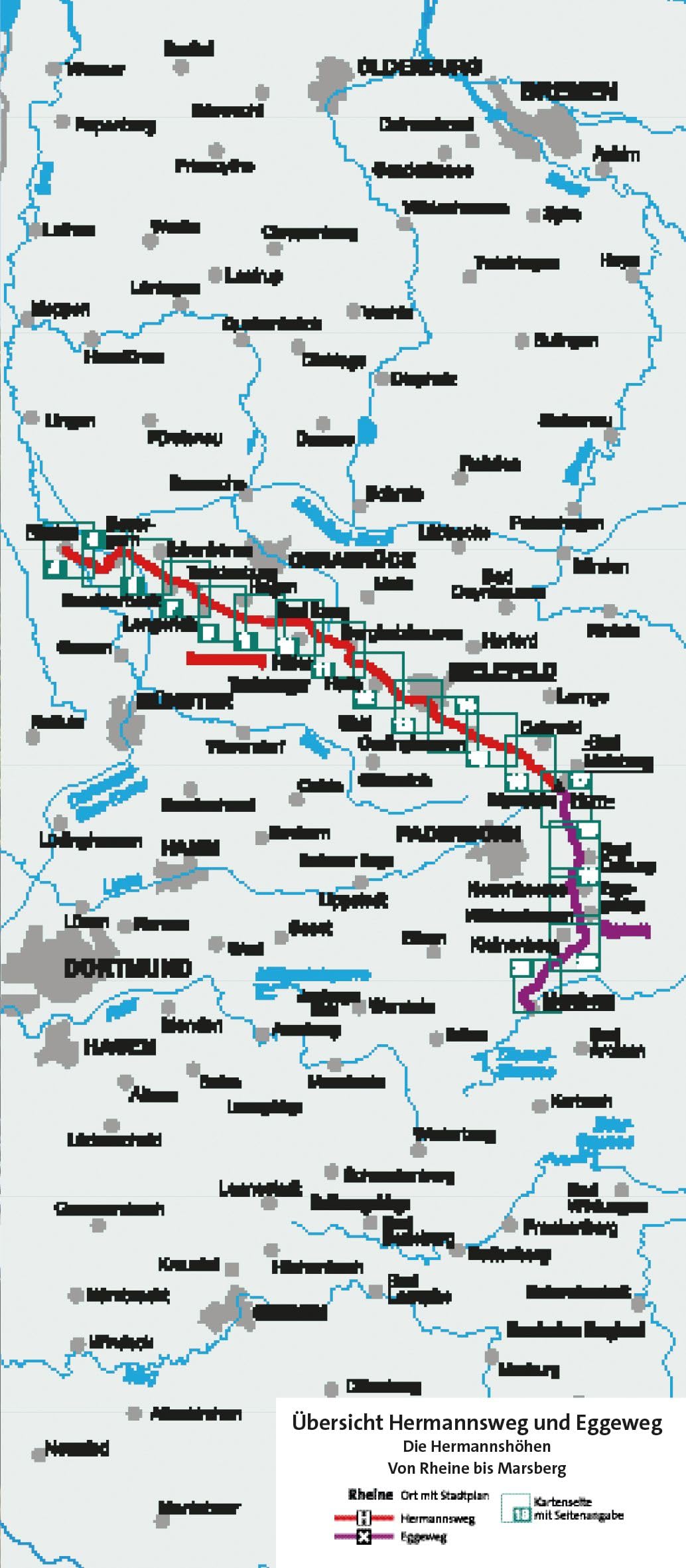 KOMPASS Wander-Tourenkarte Hermannsweg und Eggeweg, Die Hermannshöhen 1:50.000: Leporello Karte, reiß- und wetterfest: 2504