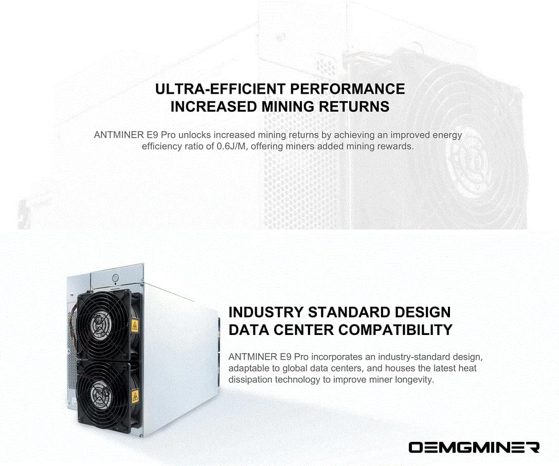 Sense Miner Bitmain Antminer E9 Pro ETC Ethash Miner Hashrate 3680M Power 2200W 0.6J/M with PSU