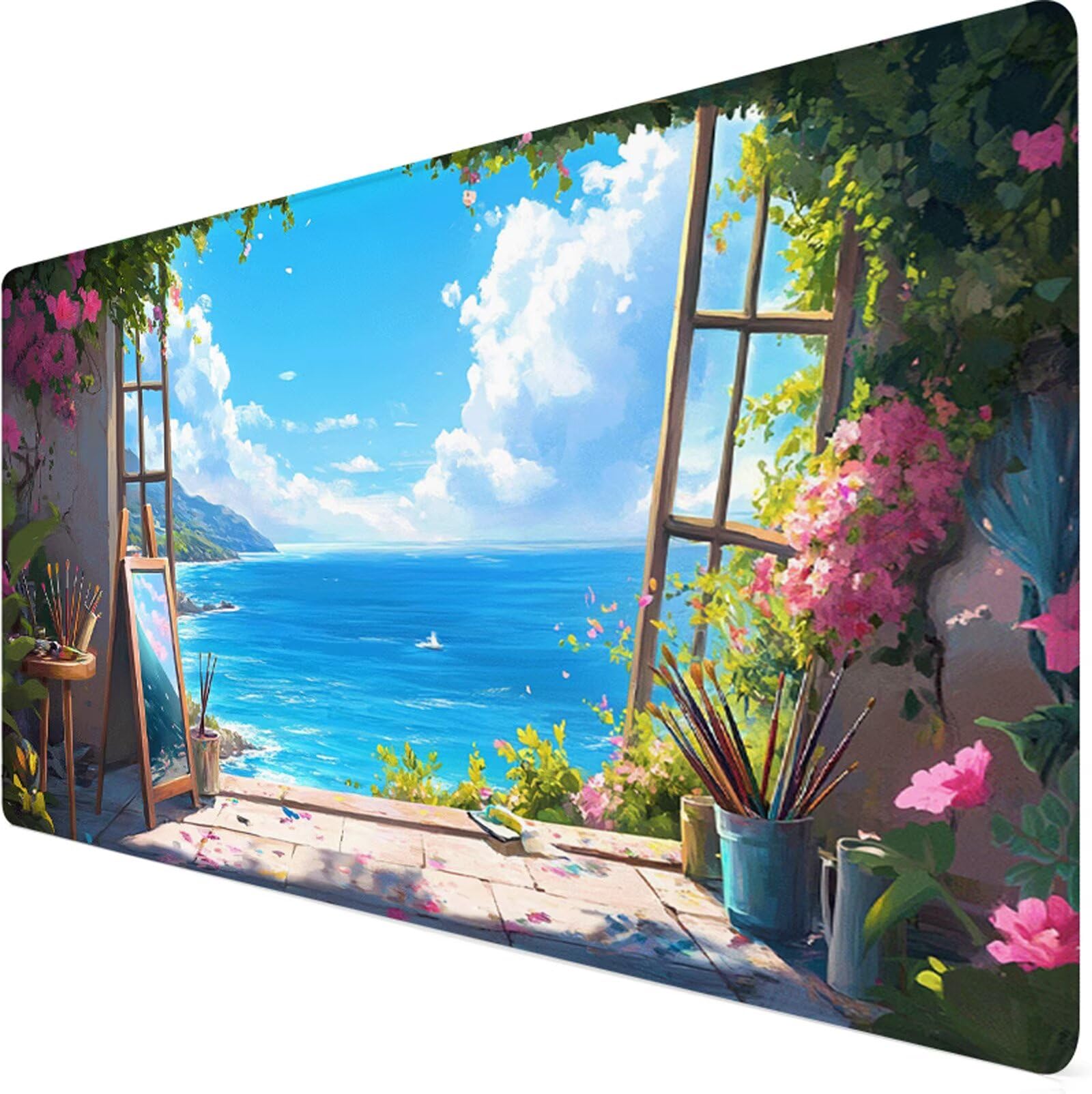 Podkładka pod mysz XXL 1000x500x3mm podkładka pod mysz ocean niebieska poprawia precyzję i szybkość, wodoodporne antypoślizgowe, szyte krawędzie, akcesoria do gier, komputer, prezent dla mężczyzn Y7