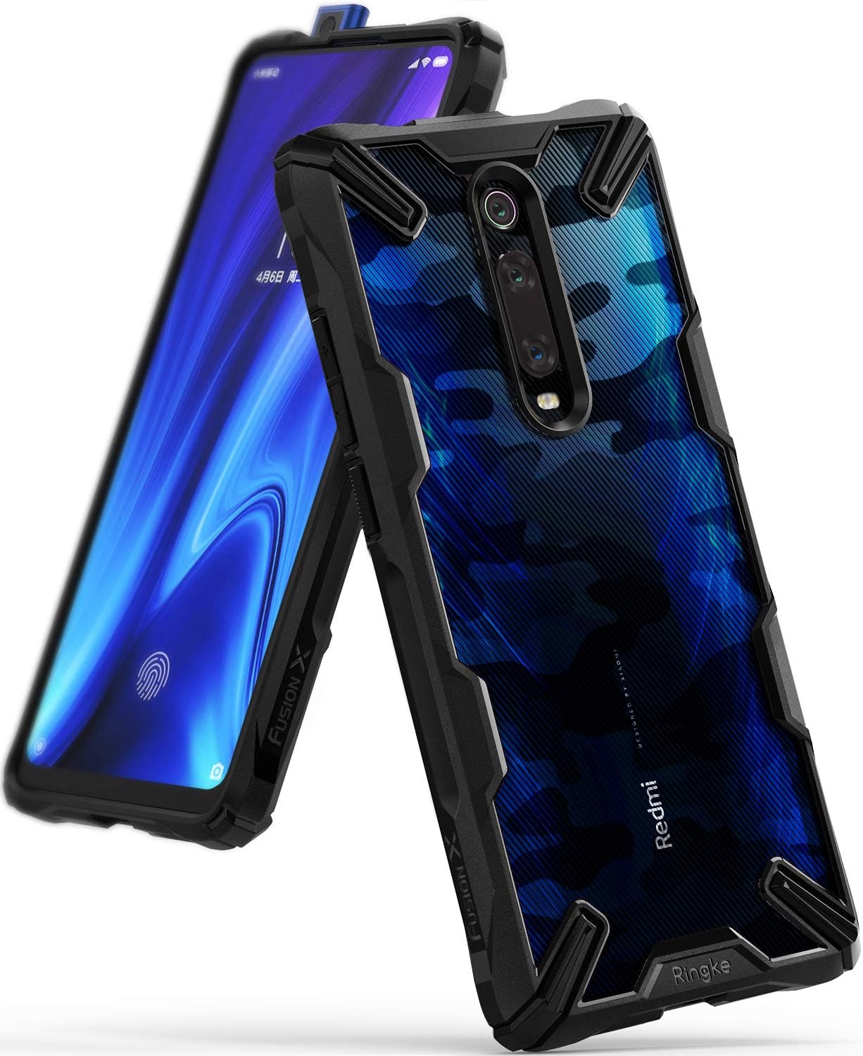 Ringke Fusion-X Design Compatible with Mi 9T Case, Mi 9T Pro Case, Redmi K20 Case, K20 Pro Case, Camouflage Design Back Shockproof Heavy Duty Bumper Cover - Camo Black