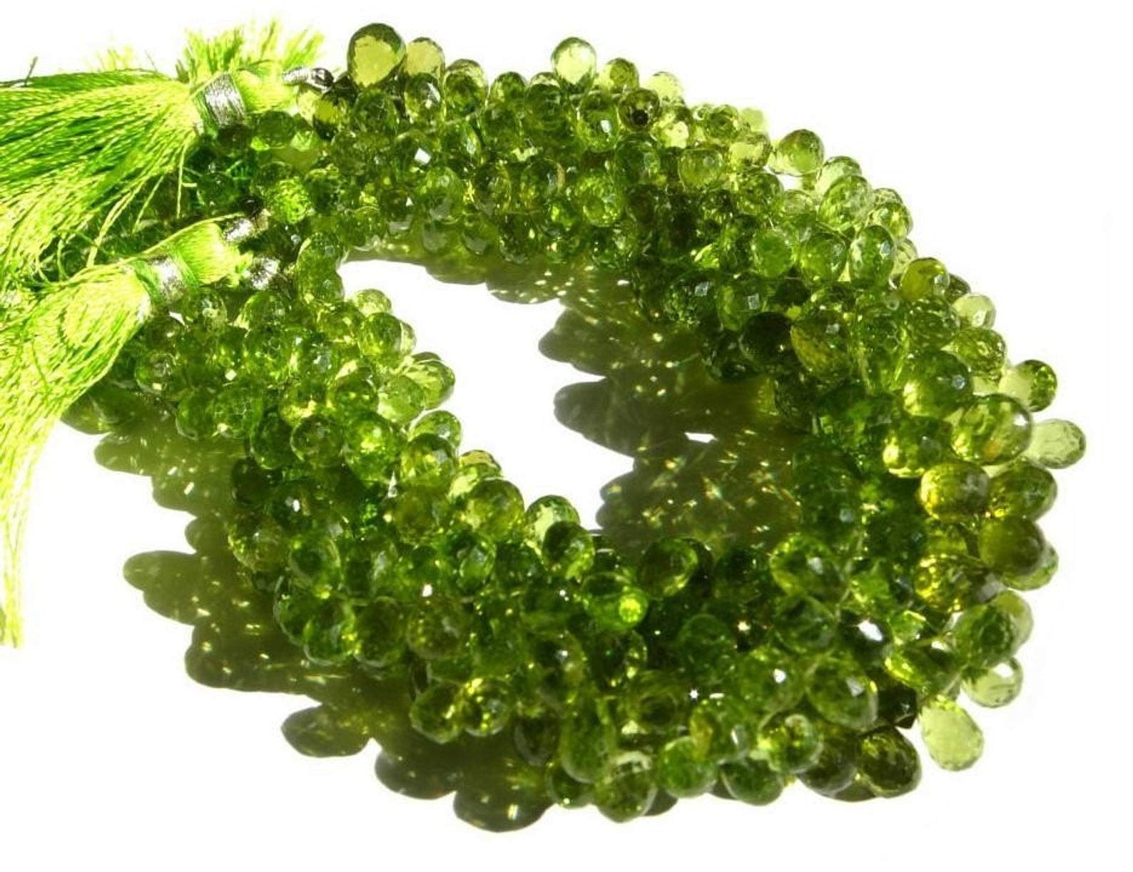 Natürliche Peridot Perlen | 4x6 und 7x5mm Briolette facettierte Teardrop-Korn für Schmuckherstellung | 7.5" Strang | lose Korn | AAA-Qualität
