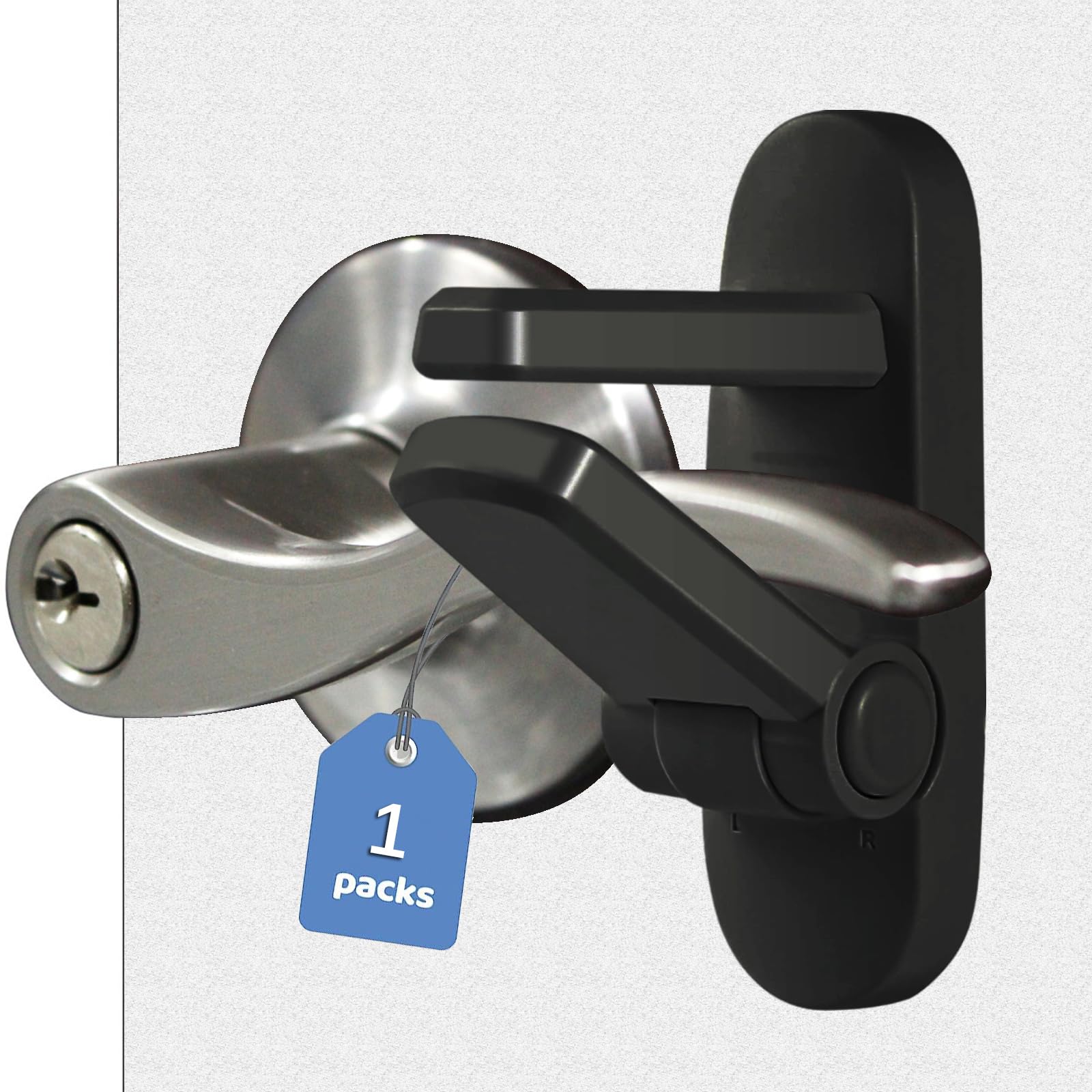 Childproof Door Lever Lock Baby safety locks for doors (1 Pack) Improved door safety for kids, 3M Adhesive No Drilling Child Safety Door Handle Lock. Simple Install, No Tools Needed (Charcoal Gray, 1)