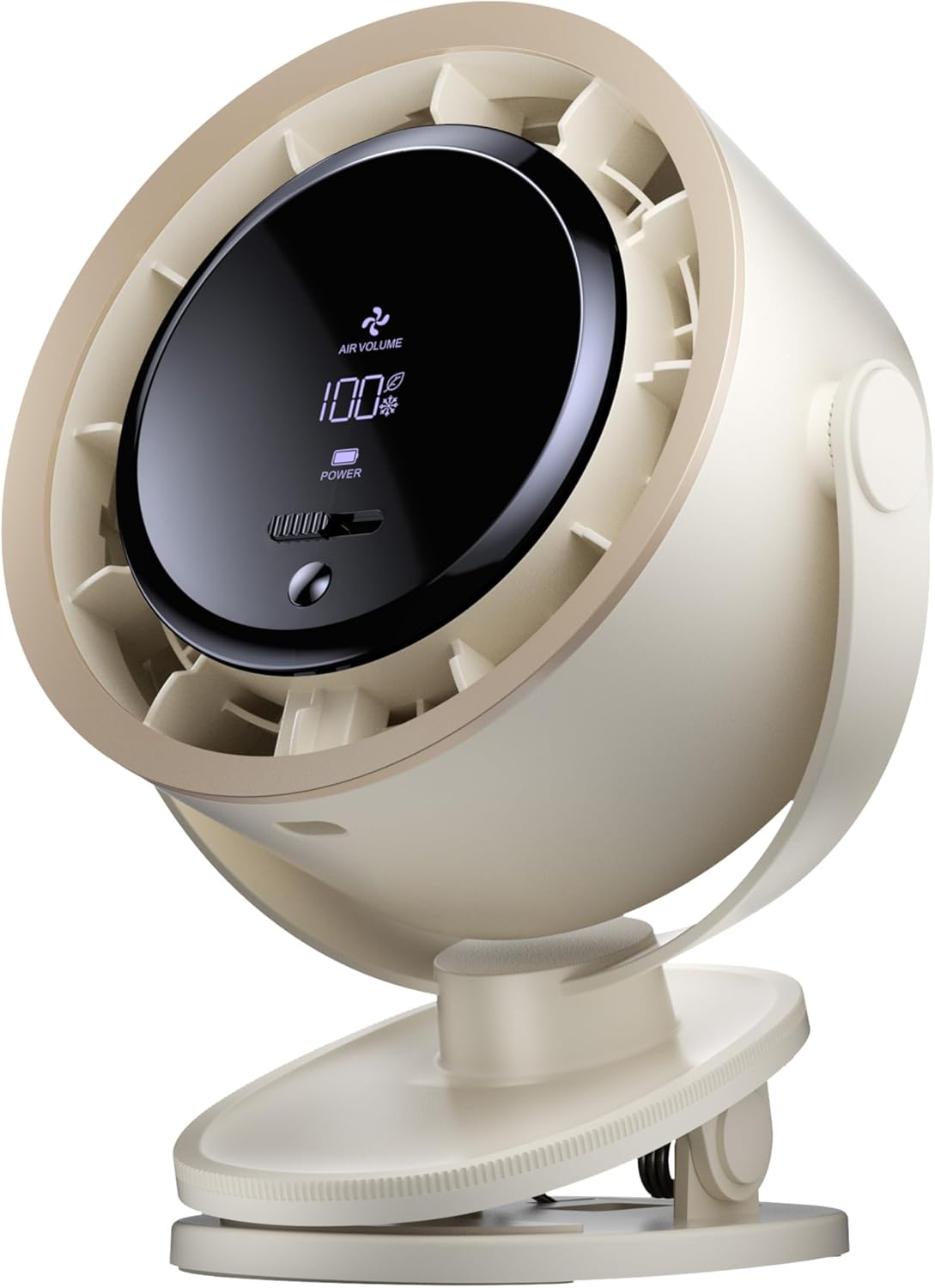 Portable Clip on Fan Battery Operated, Small Powerful 100 Speed Quiet 360° Rotate, USB Rechargeable Mini Personal Cooling Fan for Desk Table Home Office Stroller Camping - Ivory