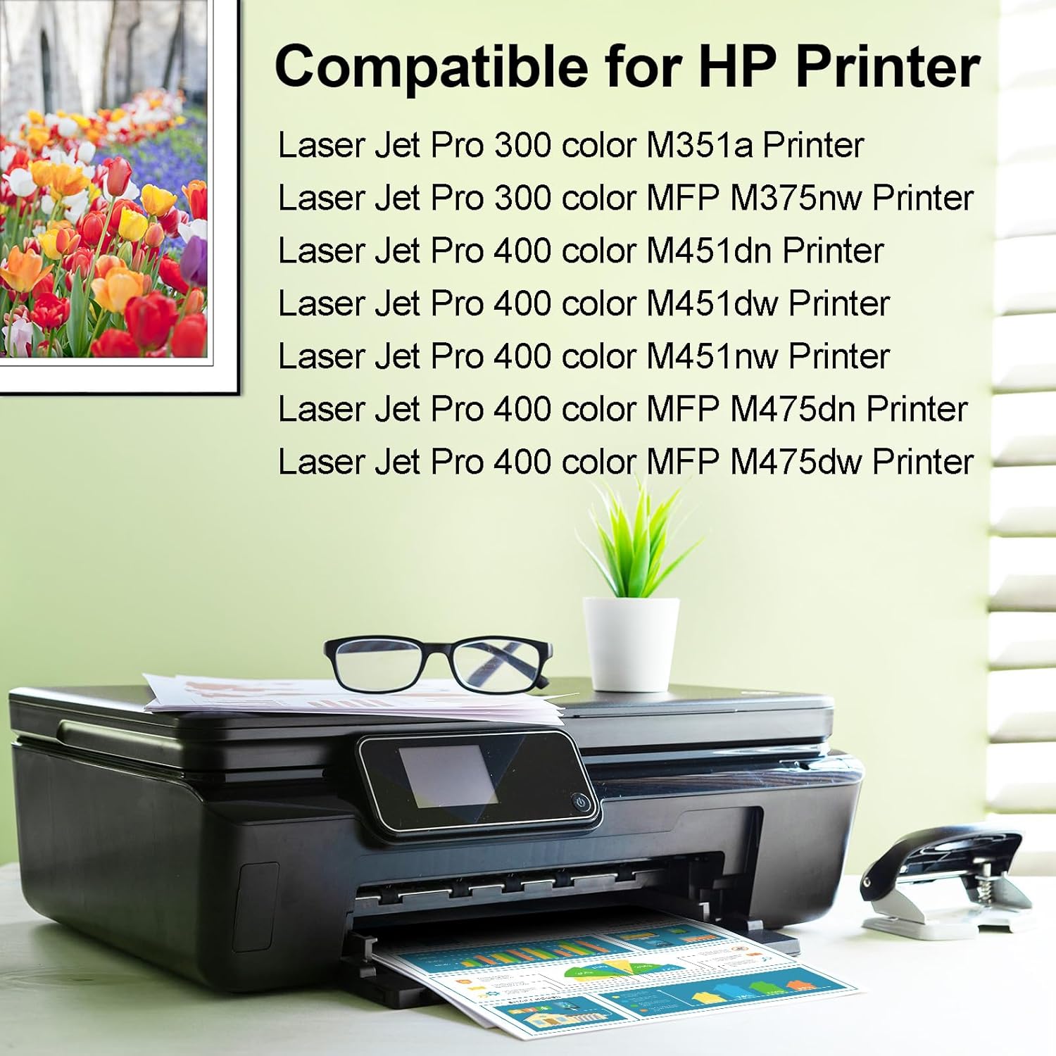 greencycle 305A Magenta Compatible Toner Cartridge Replacement for HP 305A CE413A Toner Works on Laser Jet Pro 400 Color M451nw M451dw M451dn MFP M475dn M475dw M375nw Printer - 1 Pack CE413A, Magenta