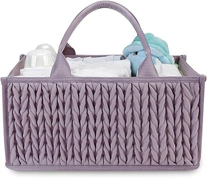 Baby Diaper Caddy Organizer - Fahion Mahua Water-resistent Nursery Storage Basket for Diapers and Baby Wipes, Diaper Stacker Car Organizer, newborn nursery Gift Purple