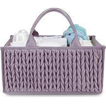 Baby Diaper Caddy Organizer - Fahion Mahua Water-resistent Nursery Storage Basket for Diapers and Baby Wipes, Diaper Stacker Car Organizer, newborn nursery Gift Purple