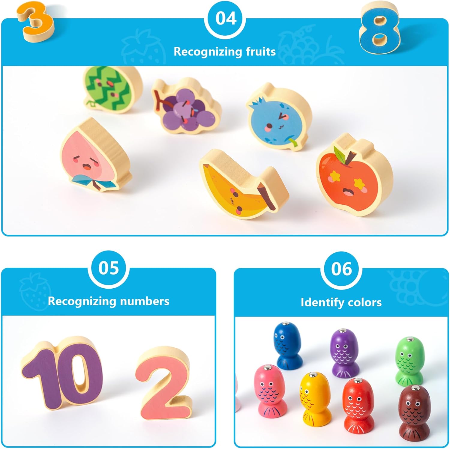 Learning Toys for Kids Includes Wooden Magnetic Fishing Game Shape Sorter Shapes Puzzle Counting Math That Combine Learning and Play Montessori Toys for 1 to 6-Year-Old Boys Girls Toddlers