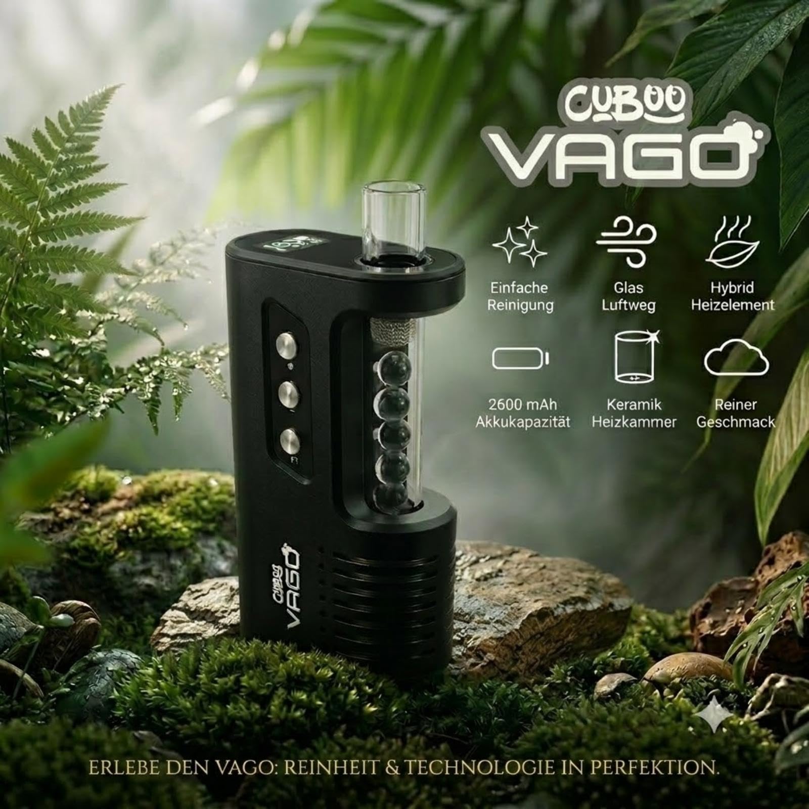 VaGo: Hybrid-Vaporizer mit reinem Glas-Dampfweg | Präzise Temperaturkontrolle & 2600mAh Akku | 2 Jahre Garantie