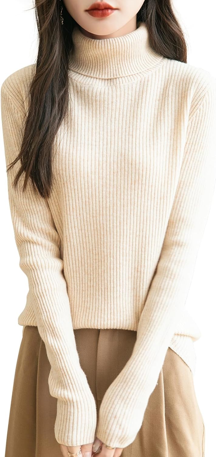 Chanyarn Women's 100% Merino Wool Turtleneck Sweater 2025 Fall Winter Long Sleeve Warm Soft Ribbed Knit Pullover Sweater